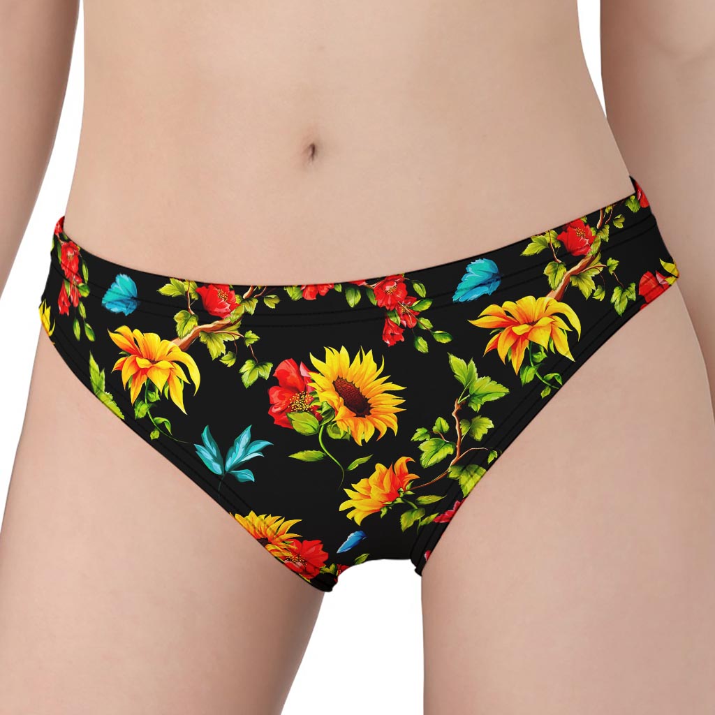 Sunflower Floral Pattern Print Women's Panties