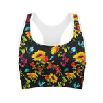 Sunflower Floral Pattern Print Women's Sports Bra