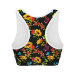 Sunflower Floral Pattern Print Women's Sports Bra
