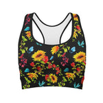 Sunflower Floral Pattern Print Women's Sports Bra