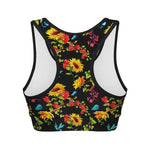 Sunflower Floral Pattern Print Women's Sports Bra