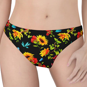 Sunflower Floral Pattern Print Women's Thong