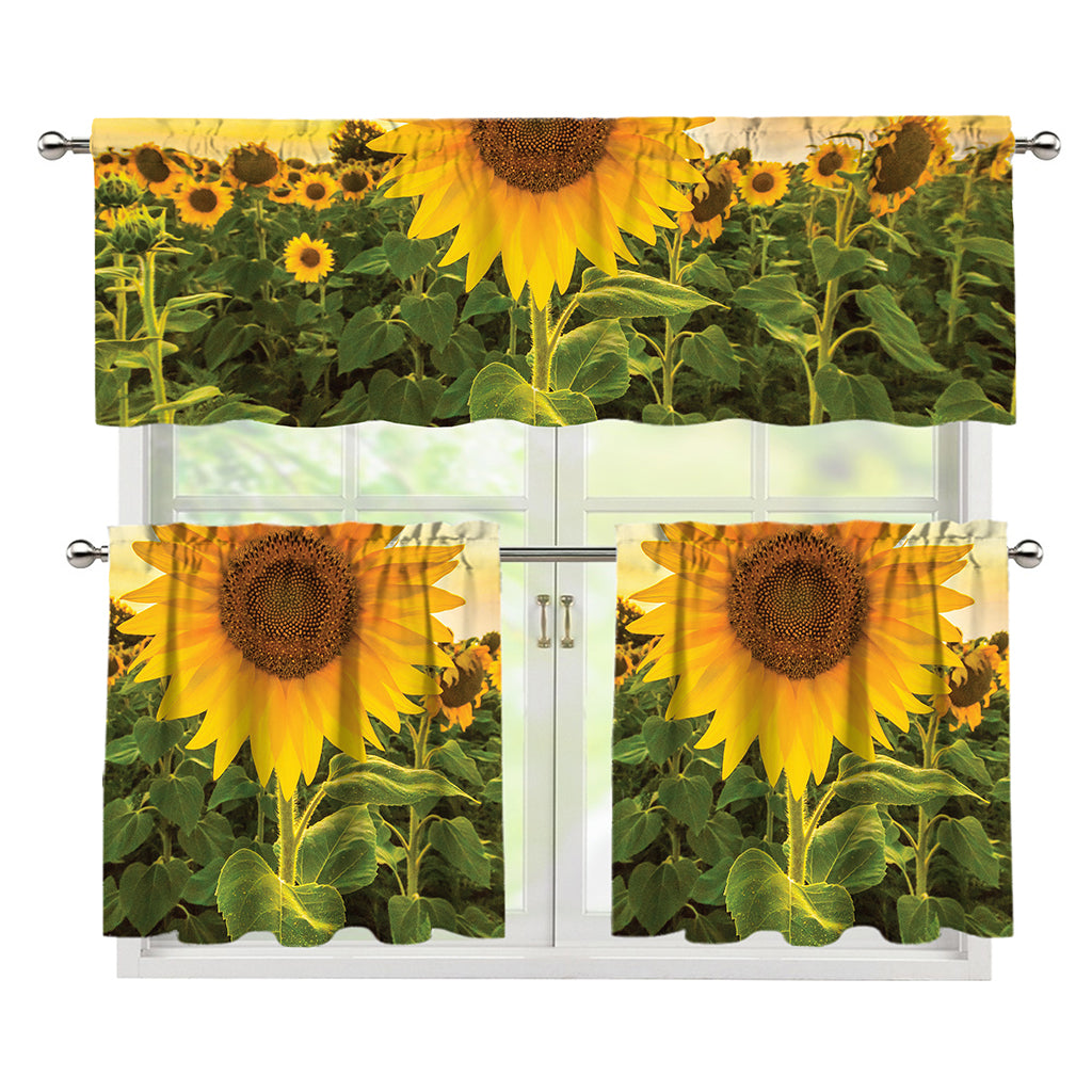 Sunflower Landscape Print 3 Piece Kitchen Curtains