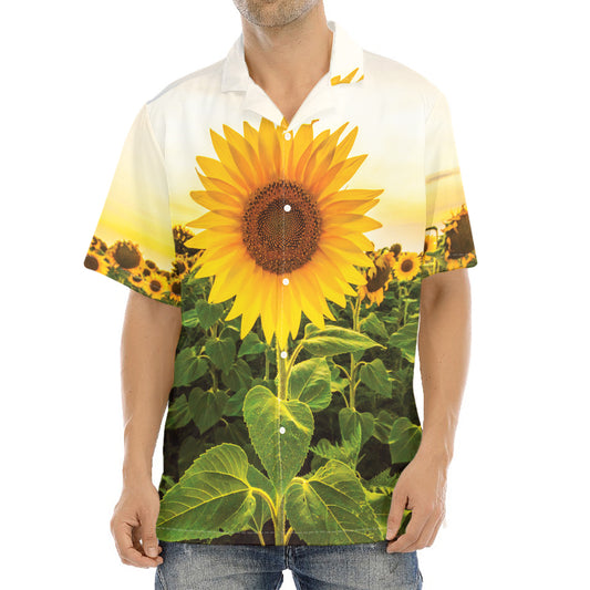 Sunflower Landscape Print Aloha Shirt