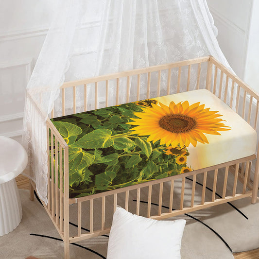 Sunflower Landscape Print Baby Crib Sheet