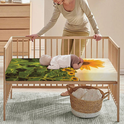 Sunflower Landscape Print Baby Crib Sheet