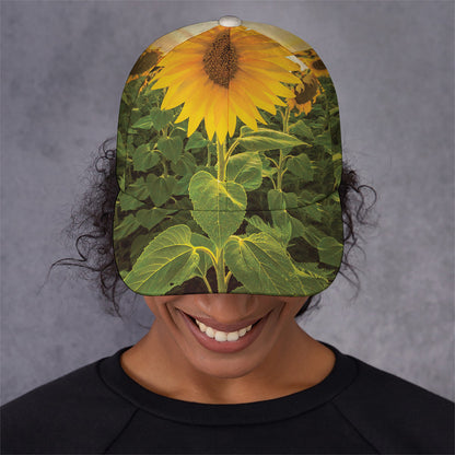Sunflower Landscape Print Baseball Cap