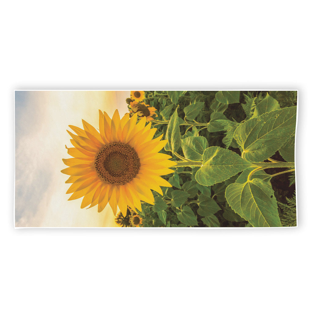 Sunflower Landscape Print Beach Towel