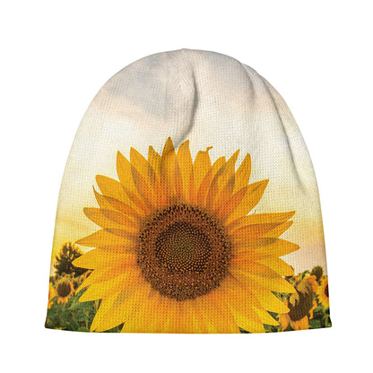 Sunflower Landscape Print Beanie