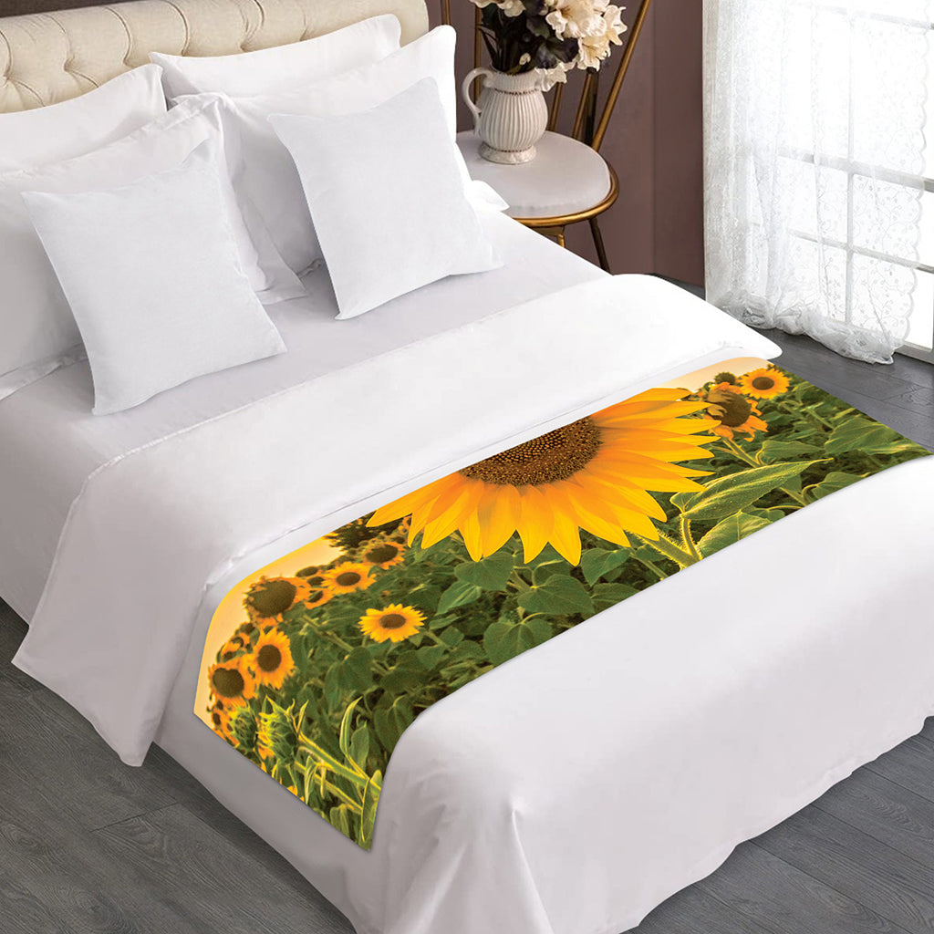 Sunflower Landscape Print Bed Runner