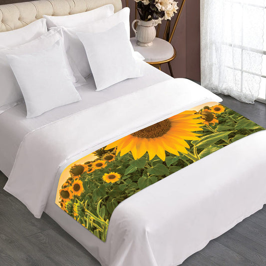 Sunflower Landscape Print Bed Runner