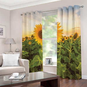Sunflower Landscape Print Blackout Grommet Curtains