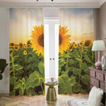 Sunflower Landscape Print Blackout Pencil Pleat Curtains