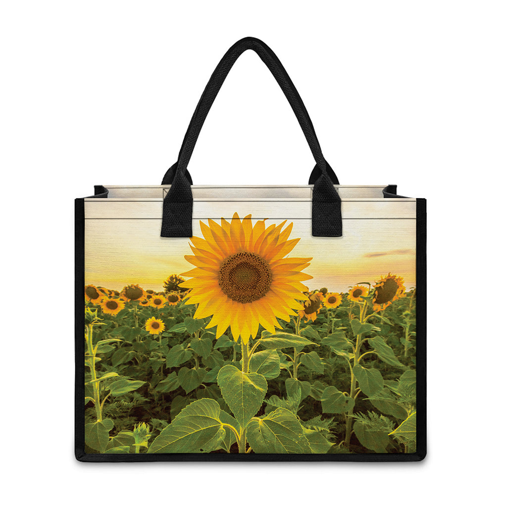 Sunflower Landscape Print Canvas Tote Bag