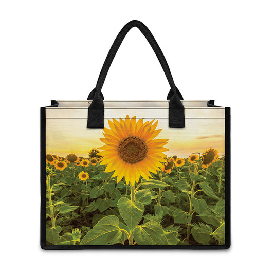 Sunflower Landscape Print Canvas Tote Bag