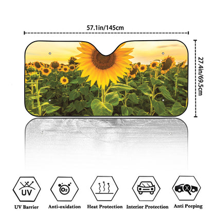 Sunflower Landscape Print Car Windshield Sun Shade