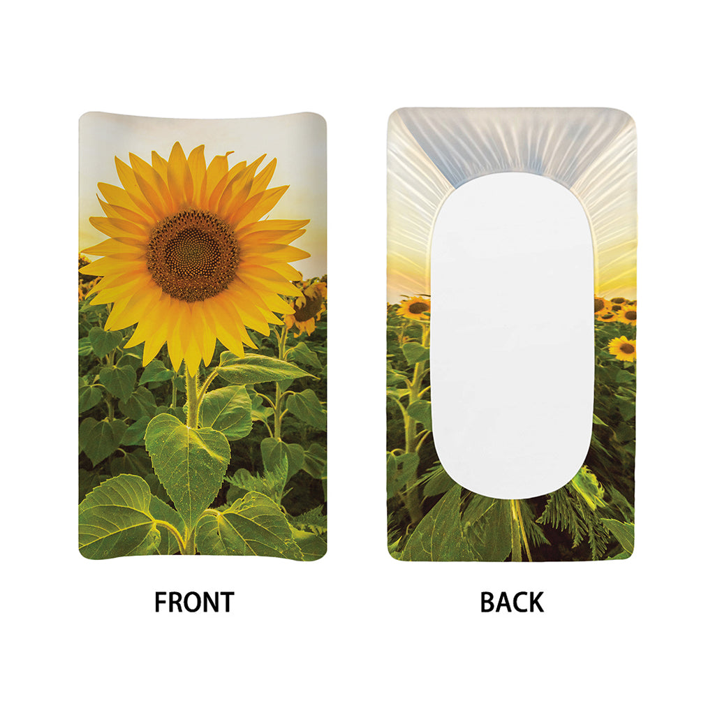 Sunflower Landscape Print Changing Pad Cover