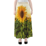 Sunflower Landscape Print Chiffon Maxi Skirt
