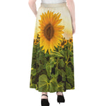 Sunflower Landscape Print Chiffon Maxi Skirt