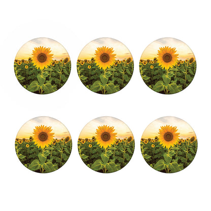Sunflower Landscape Print Coaster Set