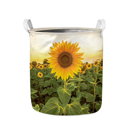 Sunflower Landscape Print Collapsible Laundry Basket