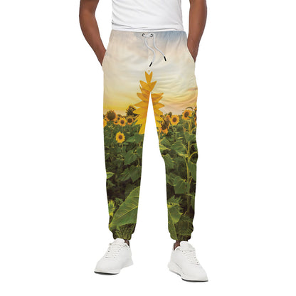 Sunflower Landscape Print Cotton Pants