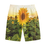 Sunflower Landscape Print Cotton Shorts