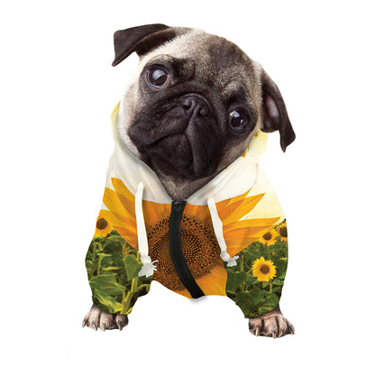 Sunflower Landscape Print Dog Zip Up Hoodie