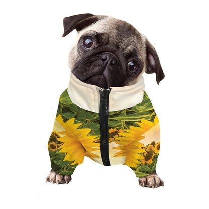 Sunflower Landscape Print Dog Zip Up Jacket