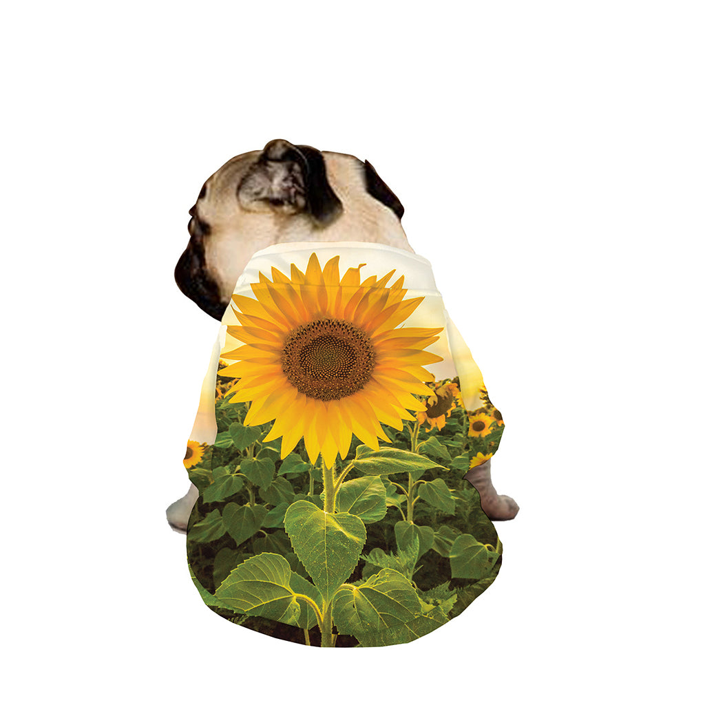 Sunflower Landscape Print Dog Zip Up Jacket