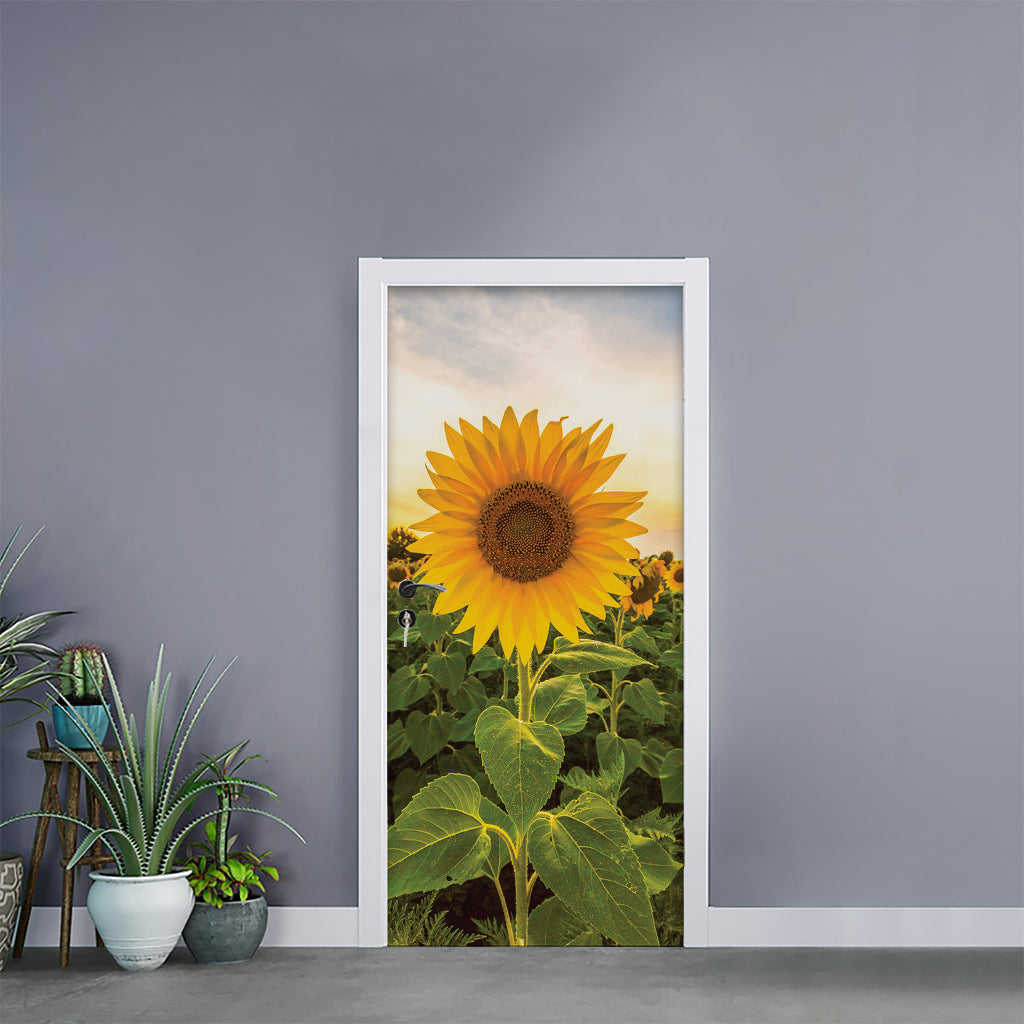 Sunflower Landscape Print Door Sticker