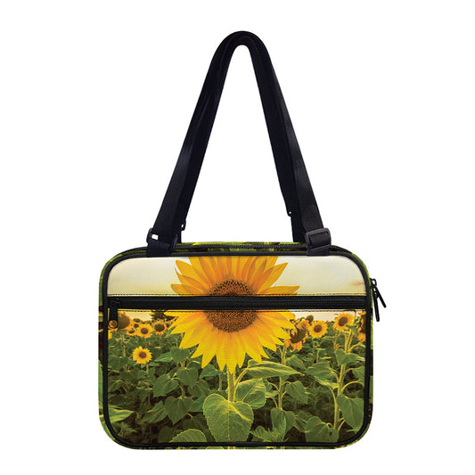 Sunflower Landscape Print Double Strap Bible Bag