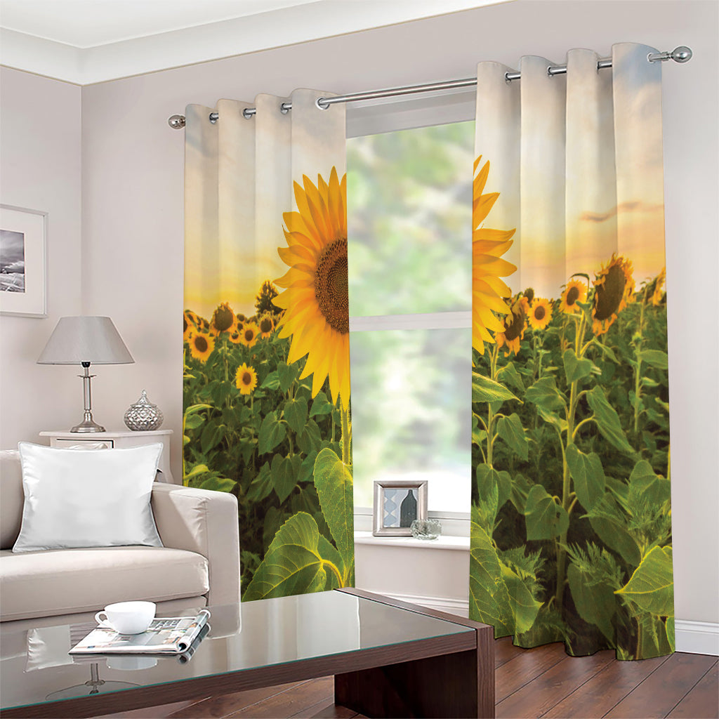 Sunflower Landscape Print Extra Wide Grommet Curtains