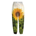 Sunflower Landscape Print Fleece Lined Knit Pants