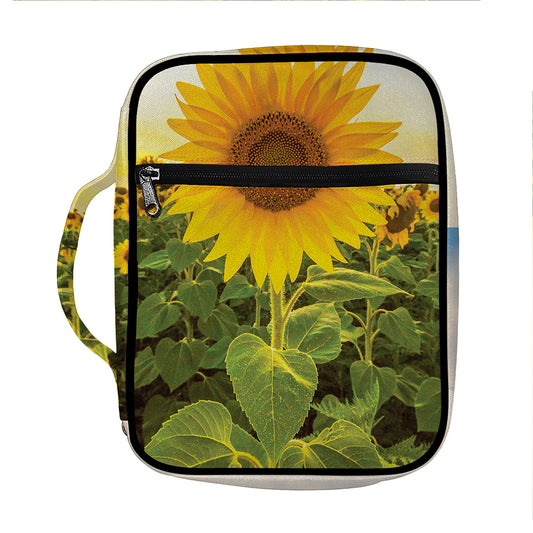 Sunflower Landscape Print Front Pocket Bible Bag