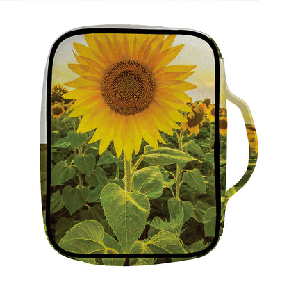 Sunflower Landscape Print Front Pocket Bible Bag