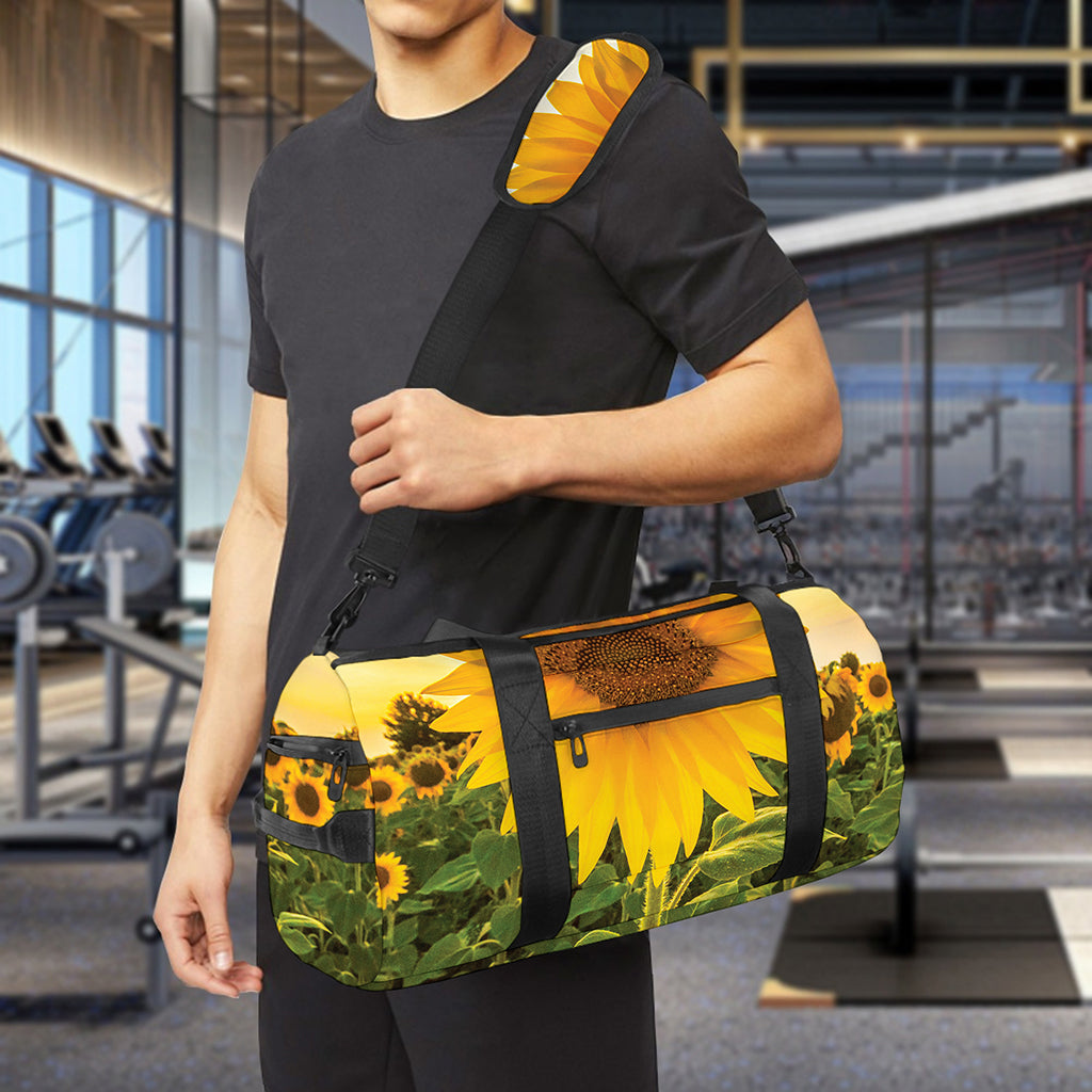 Sunflower Landscape Print Gym Bag