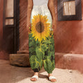 Sunflower Landscape Print Harem Pants