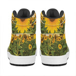 Sunflower Landscape Print High Top Leather Sneakers