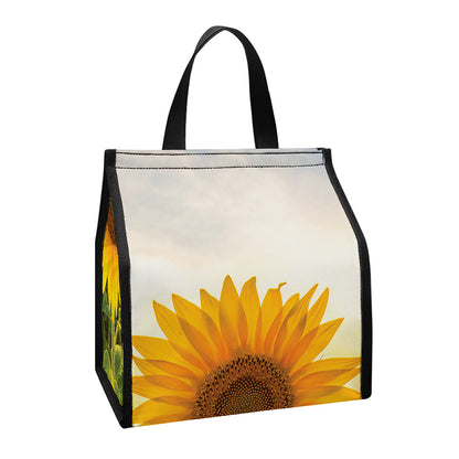Sunflower Landscape Print Insulated Lunch Tote