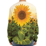 Sunflower Landscape Print Long Sleeve Baseball Jersey