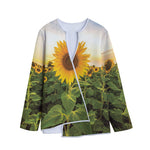 Sunflower Landscape Print Long Sleeve Short Coat