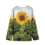 Sunflower Landscape Print Long Sleeve Short Coat