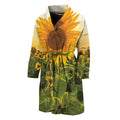 Sunflower Landscape Print Men's Bathrobe