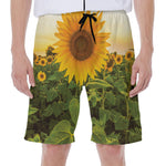 Sunflower Landscape Print Men's Beach Shorts