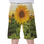 Sunflower Landscape Print Men's Beach Shorts