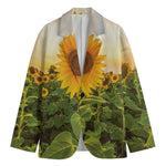 Sunflower Landscape Print Men's Blazer