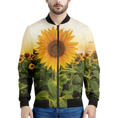 Sunflower Landscape Print Men's Bomber Jacket