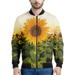 Sunflower Landscape Print Men's Bomber Jacket