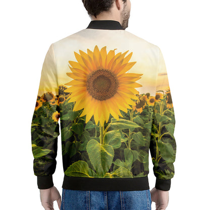 Sunflower Landscape Print Men's Bomber Jacket